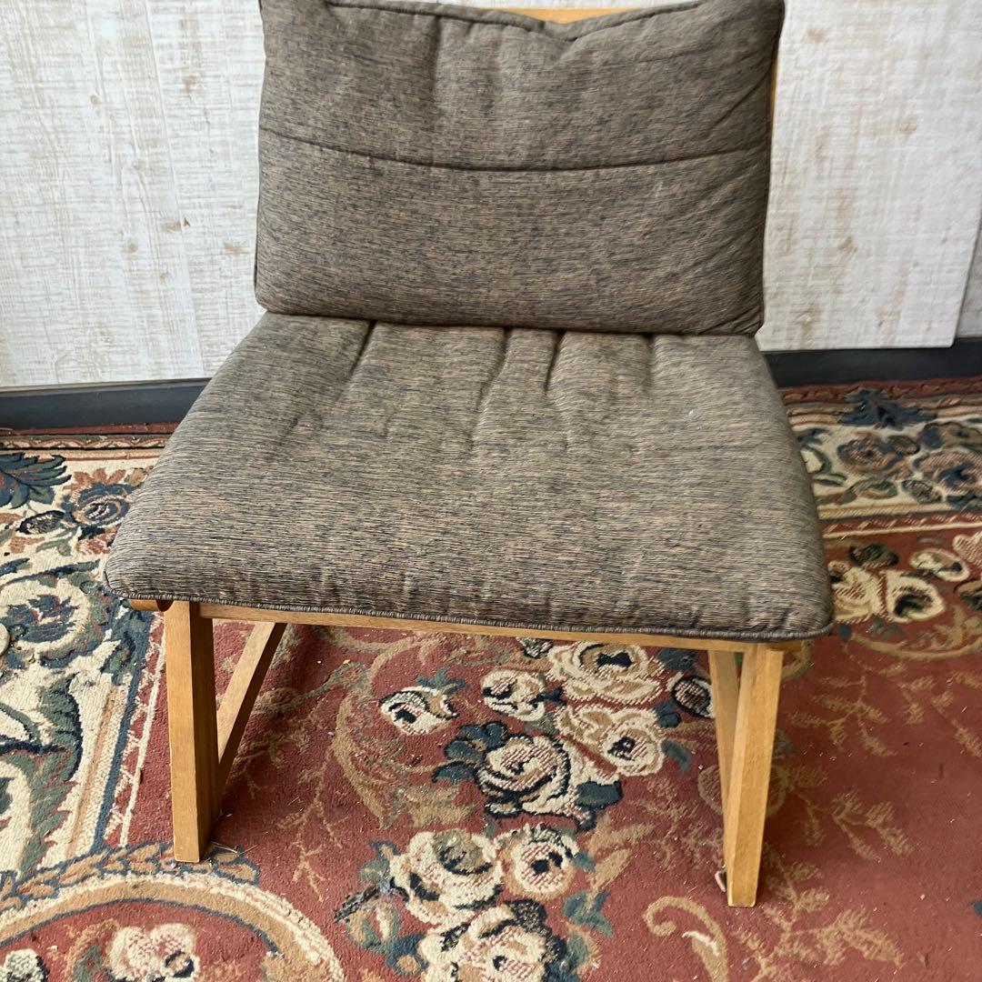 ③ 北欧レトロ ミキモク 雅 木製フレーム アームレスチェア 一人掛けソファー