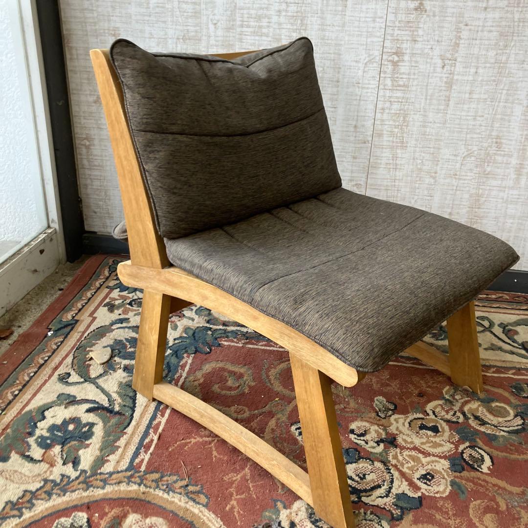③ 北欧レトロ ミキモク 雅 木製フレーム アームレスチェア 一人掛けソファー