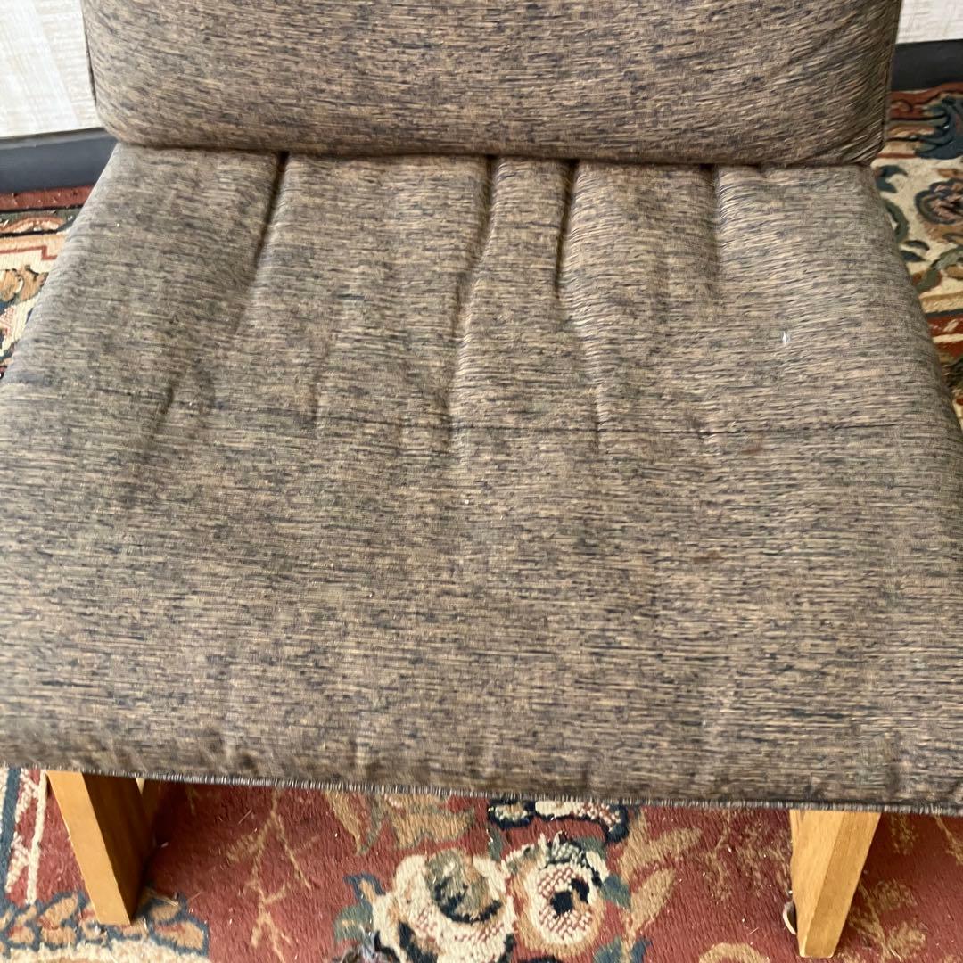 ③ 北欧レトロ ミキモク 雅 木製フレーム アームレスチェア 一人掛けソファー