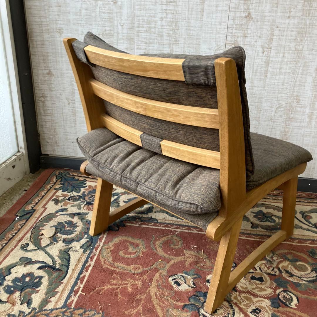 ③ 北欧レトロ ミキモク 雅 木製フレーム アームレスチェア 一人掛けソファー