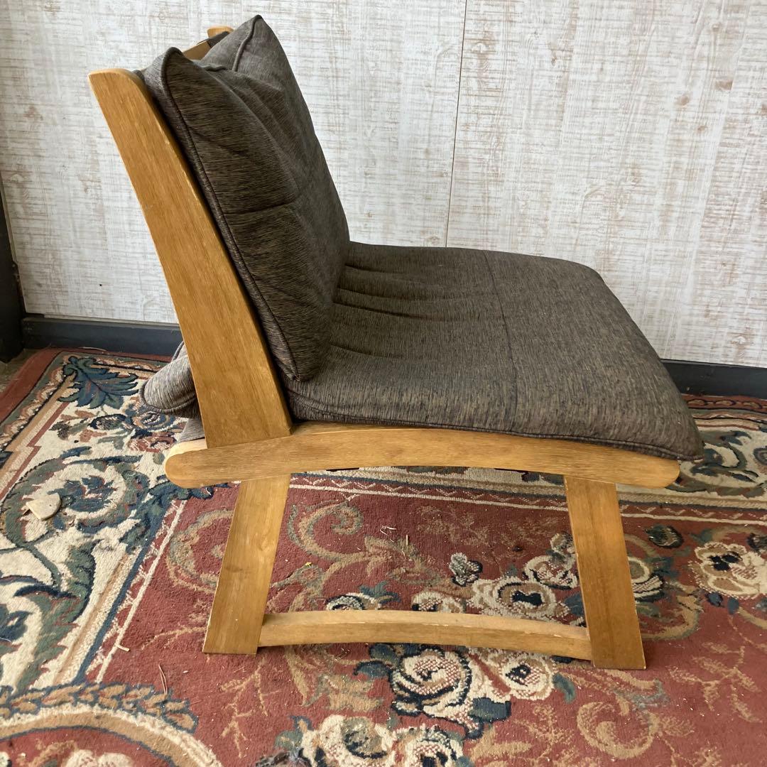 ③ 北欧レトロ ミキモク 雅 木製フレーム アームレスチェア 一人掛けソファー