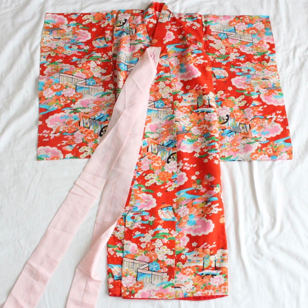 七五三 3歳 女の子 子供 アンティーク 着物 総絞り 被布 セット