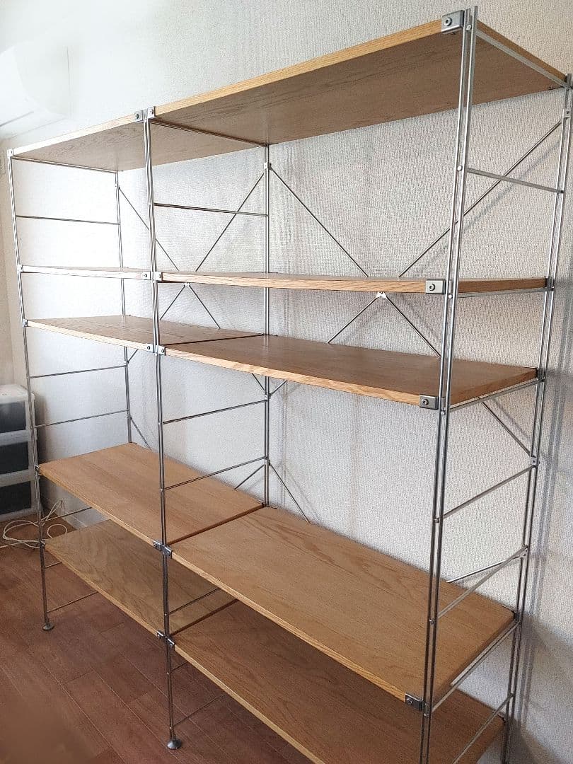 【都内直接取引】無印良品 ステンレスユニットシェルフ オーク材 ワイド大　セット