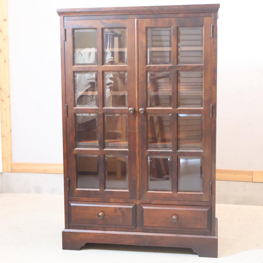 北海道民芸家具 樺材無垢 本棚 ブックキャビネット 天然木 収納家具 飾り棚