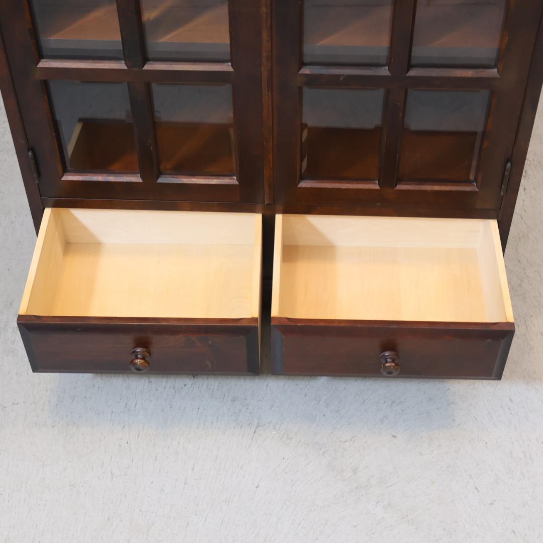 北海道民芸家具 樺材無垢 本棚 ブックキャビネット 天然木 収納家具 飾り棚