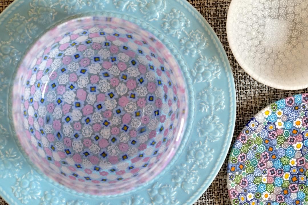 ミルフォオリ ベネチアングラス 吹きガラス 花瓶 伊藤聡信 田子美紀 江波冨士子