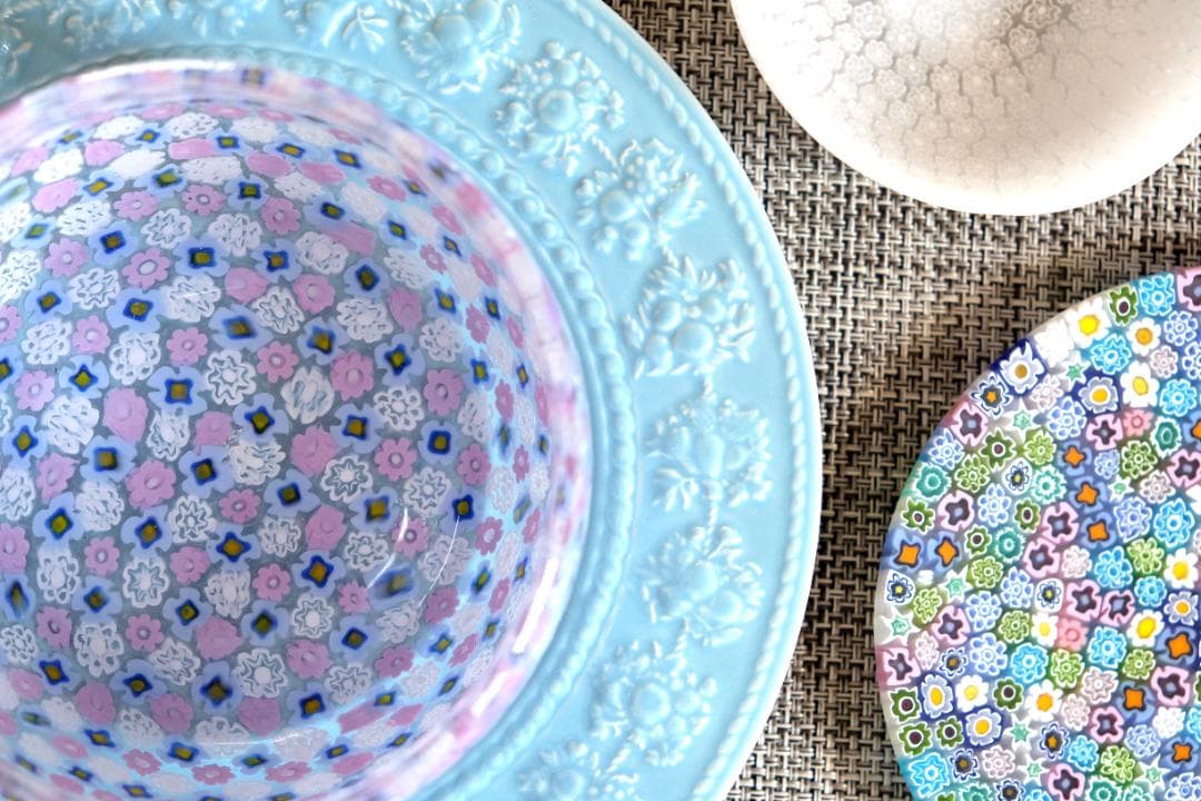 ミルフォオリ ベネチアングラス 吹きガラス 花瓶 伊藤聡信 田子美紀 江波冨士子