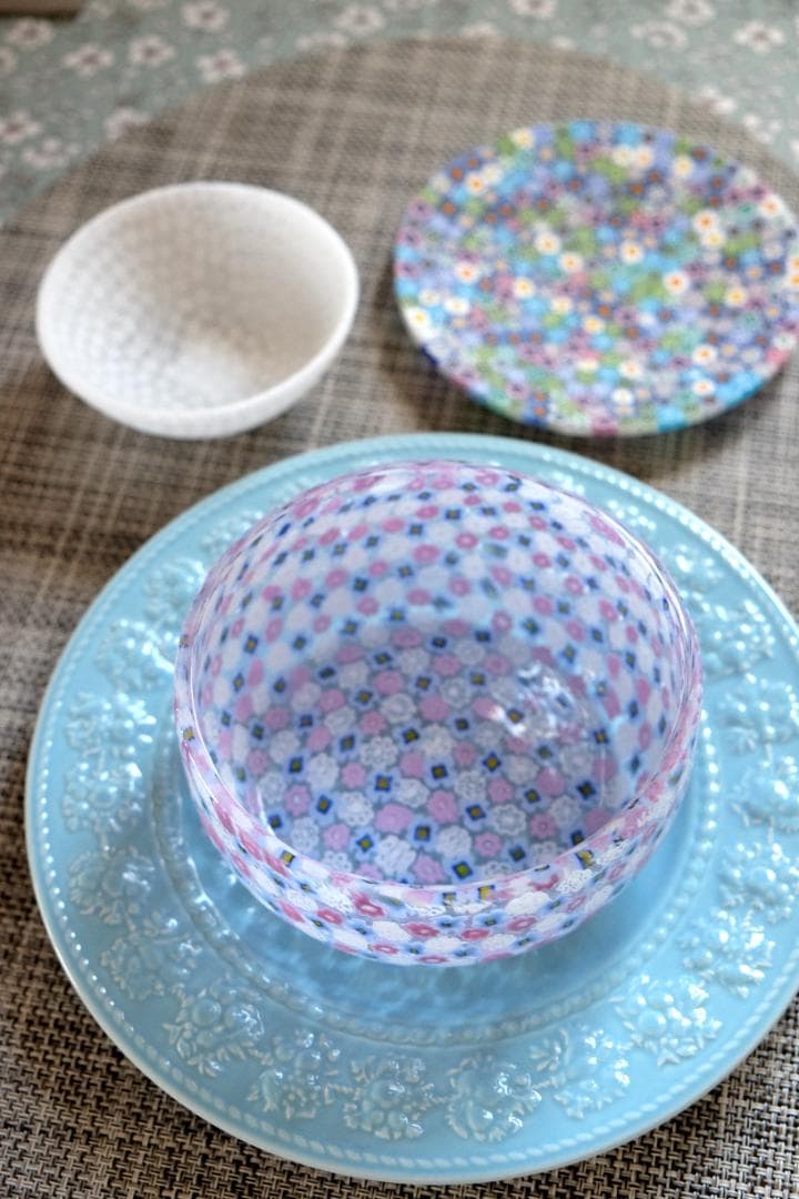 ミルフォオリ ベネチアングラス 吹きガラス 花瓶 伊藤聡信 田子美紀 江波冨士子