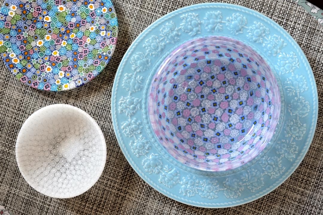 ミルフォオリ ベネチアングラス 吹きガラス 花瓶 伊藤聡信 田子美紀 江波冨士子