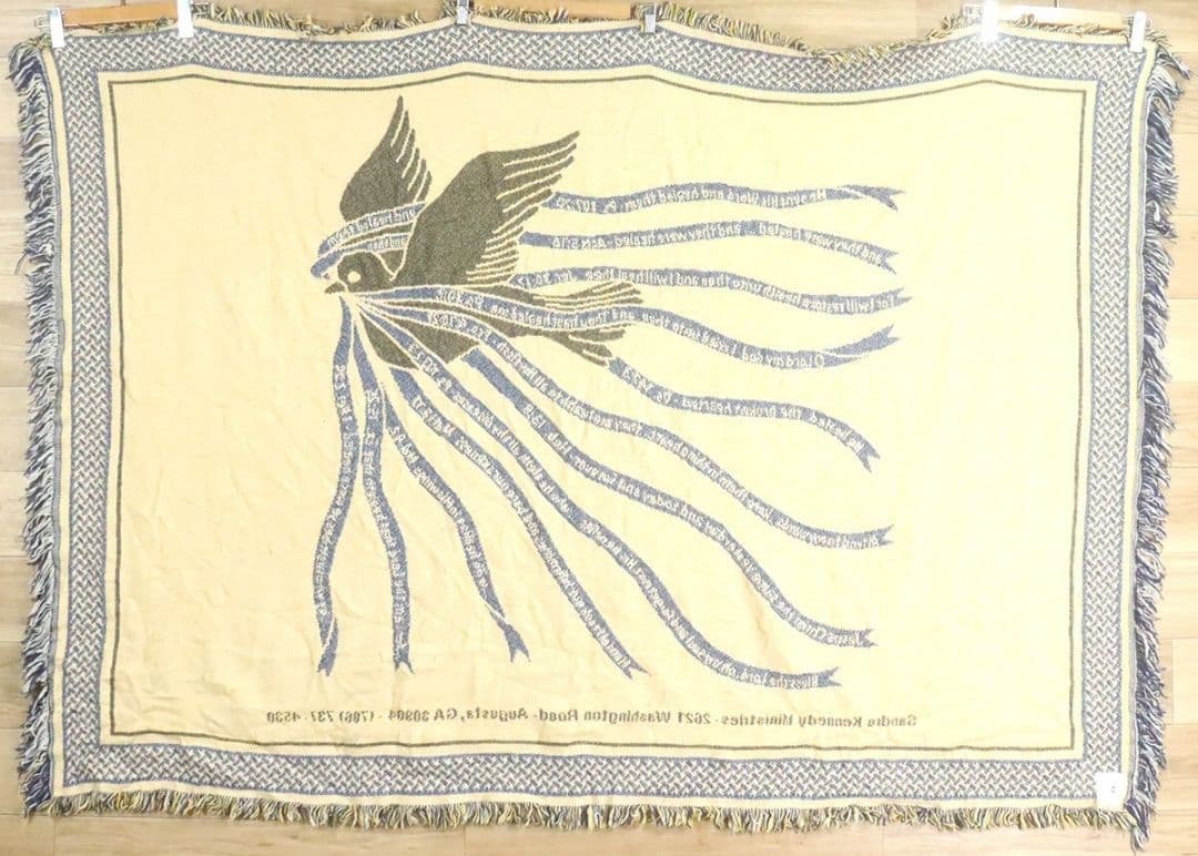 鳩と聖句リボンのラグ アンティーク VINTAGE - メルカリ