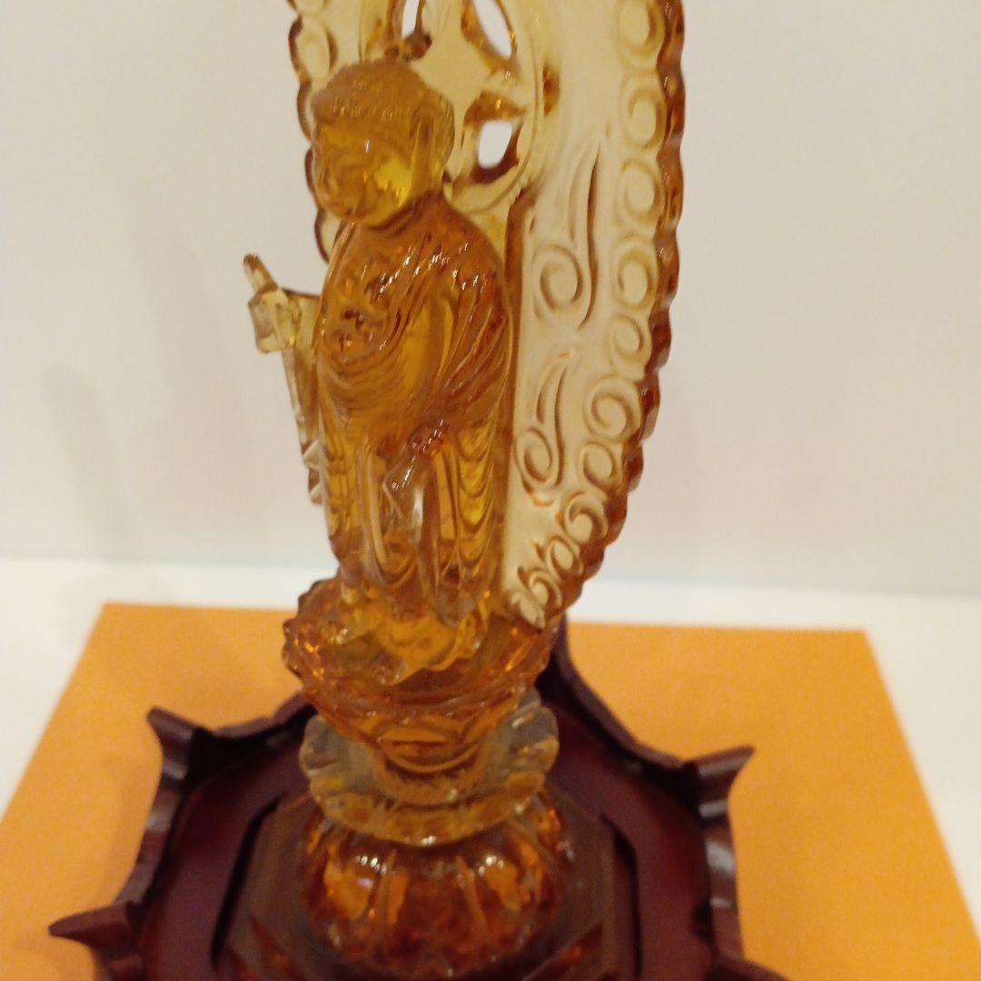 原材料瑪瑙　仏像 花形台座付き