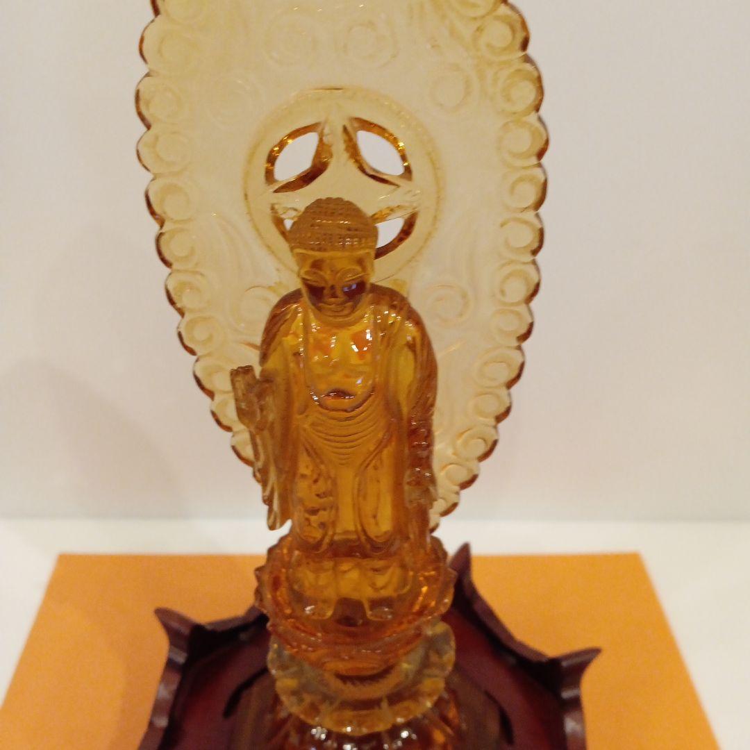 原材料瑪瑙　仏像 花形台座付き