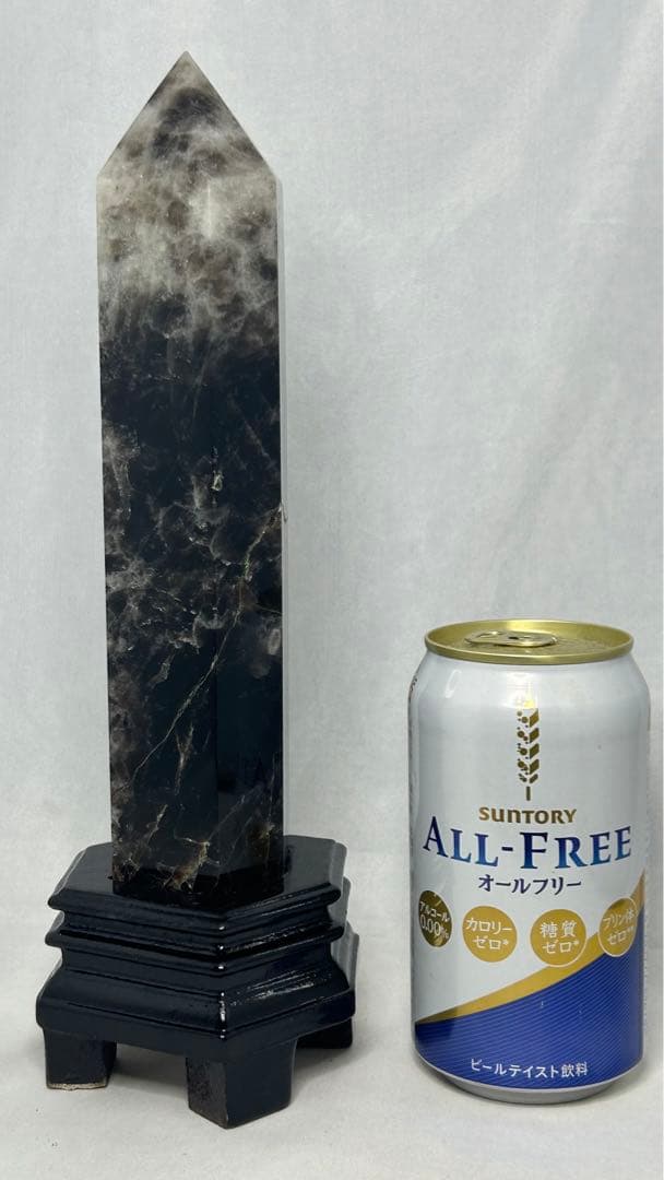 koko☆様　霞雲のような模様がとても綺麗な黒水晶六角柱　高さ約27cm