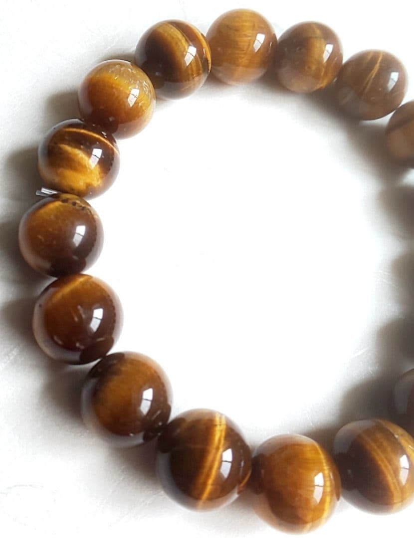 高品質タイガーアイ 大粒 12.4mm 重厚 17cm メンズ ブレスット