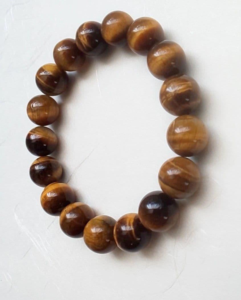 高品質タイガーアイ 大粒 12.4mm 重厚 17cm メンズ ブレスット