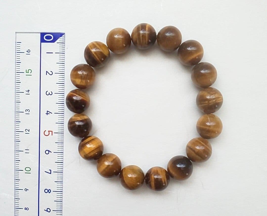 高品質タイガーアイ 大粒 12.4mm 重厚 17cm メンズ ブレスット