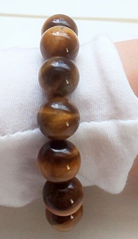 高品質タイガーアイ 大粒 12.4mm 重厚 17cm メンズ ブレスット
