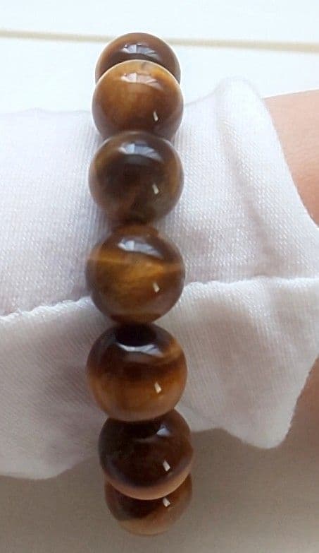 高品質タイガーアイ 大粒 12.4mm 重厚 17cm メンズ ブレスット