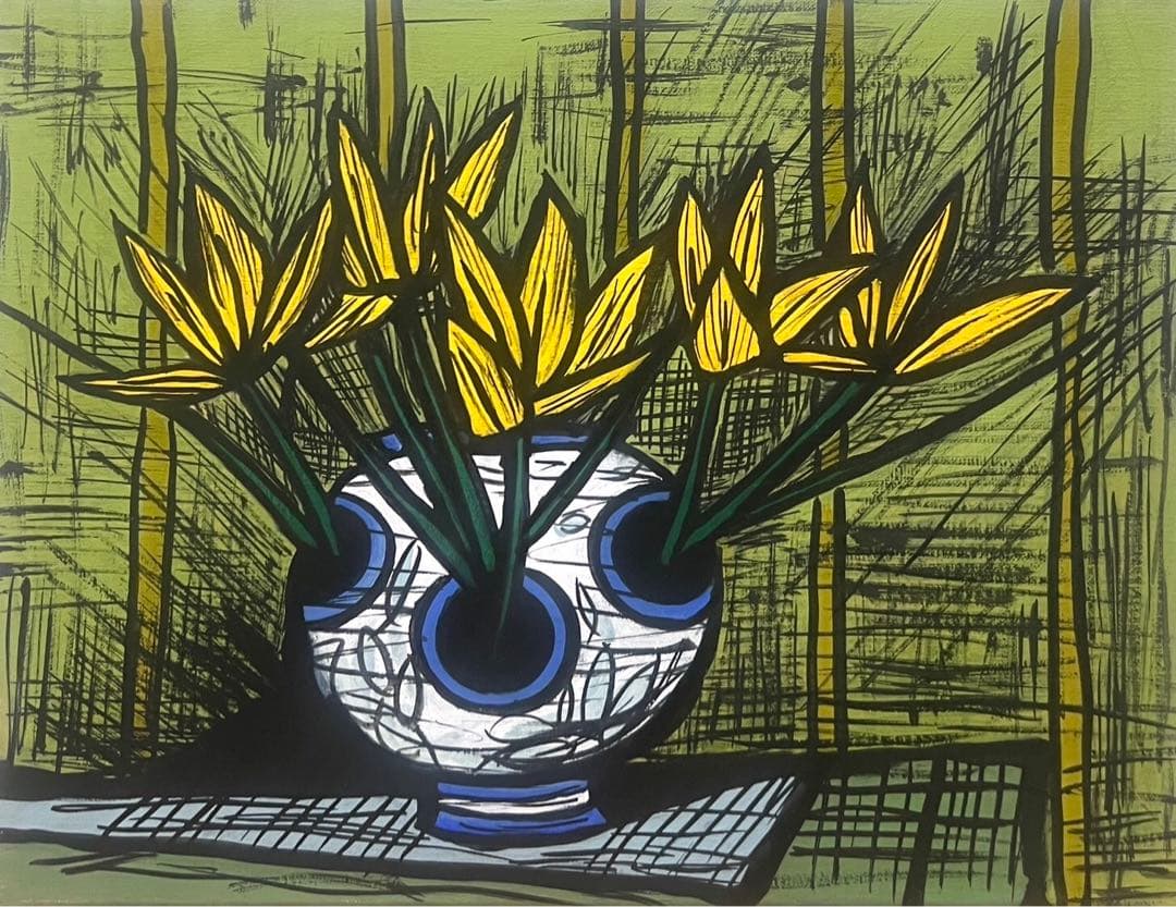 F6号】ベルナール ビュッフェ（1987）手描き/表裏サイン有り/油彩/絵画