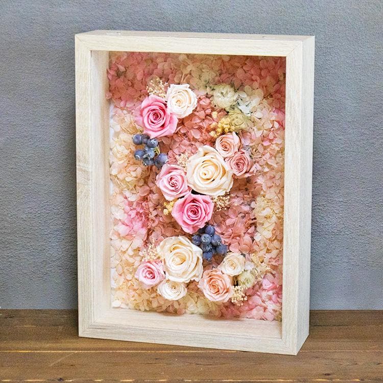 額入り プリザーブドフラワー 額縁に入ったお花 長期間鑑賞可能 白系