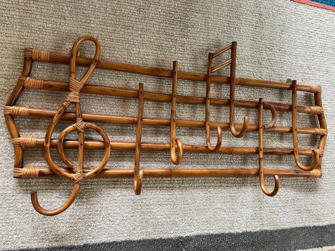 籐・ラタンのウォールフック　音符