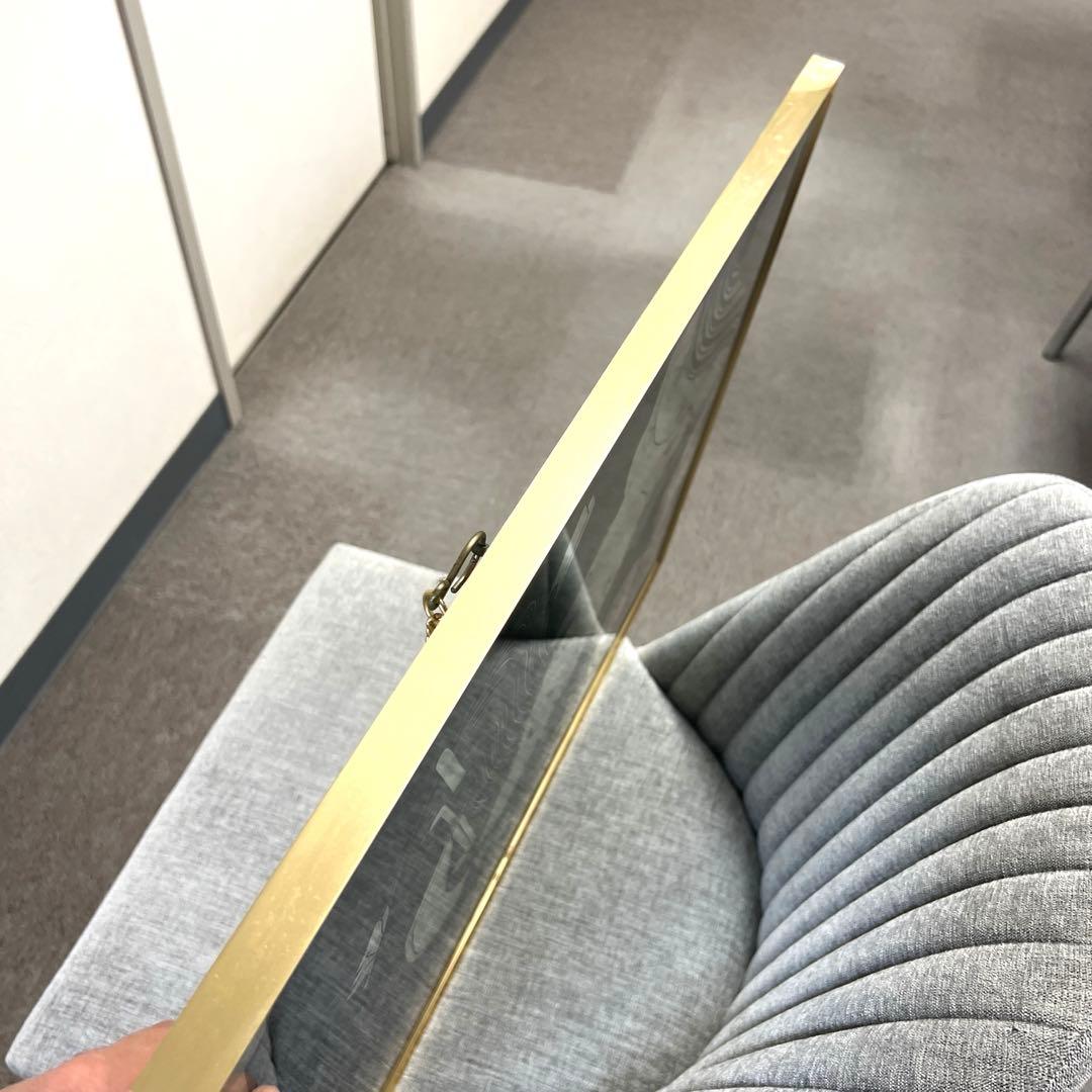 喜多川歌麿 パブミラー 浮世絵 女性と茶碗 金属製フレーム 鏡 壁掛け