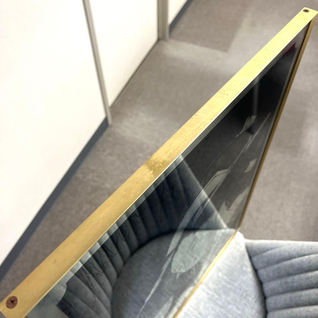 喜多川歌麿 パブミラー 浮世絵 女性と茶碗 金属製フレーム 鏡 壁掛け