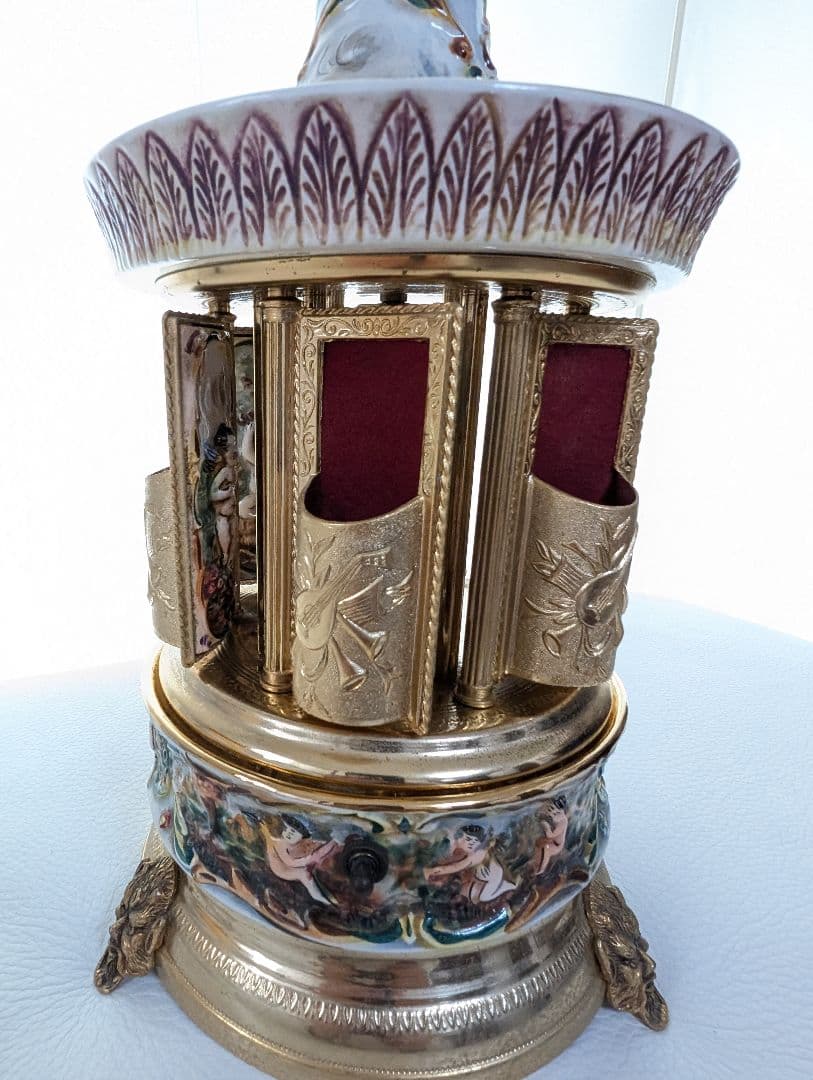 【美品 動作確認済み】REUGE リュージュ★陶器製★オルゴール★口紅タバコ入れ