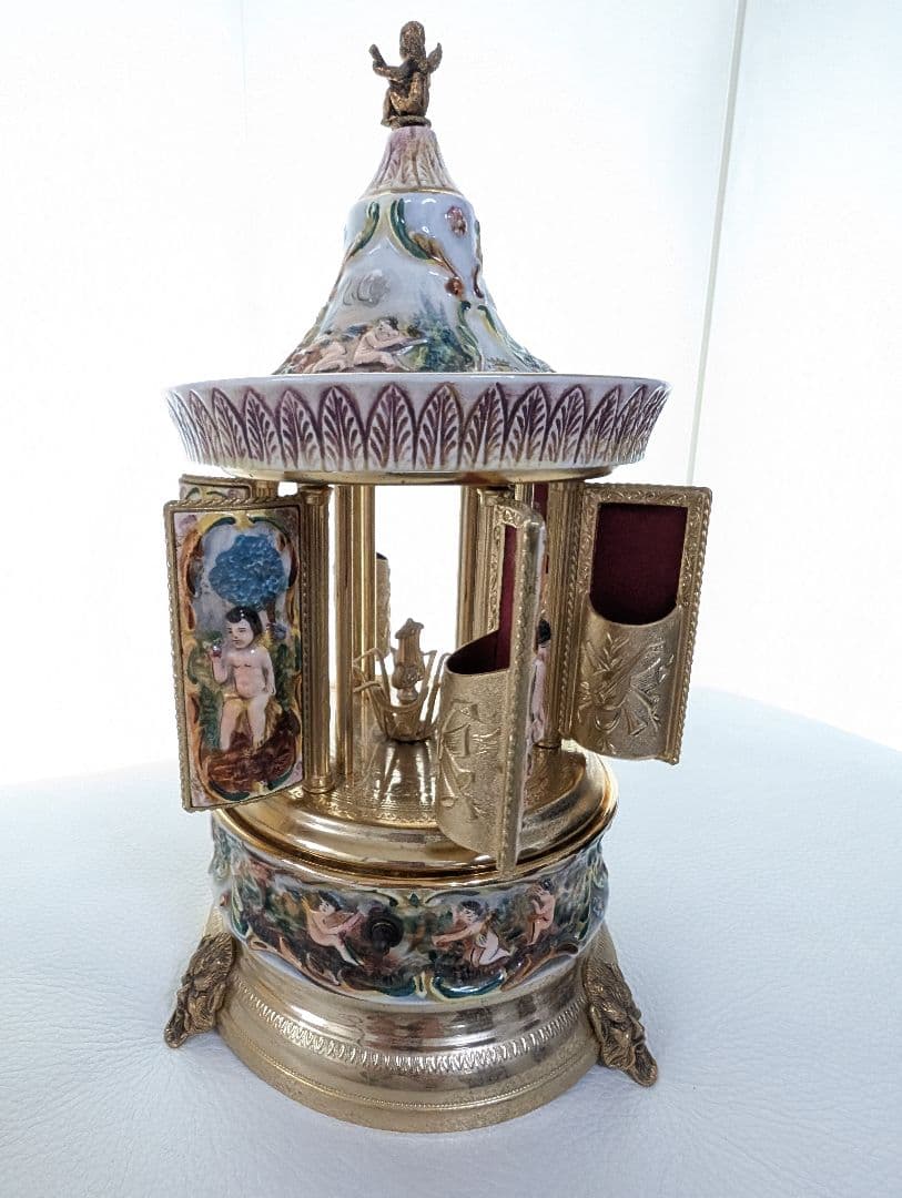 【美品 動作確認済み】REUGE リュージュ★陶器製★オルゴール★口紅タバコ入れ