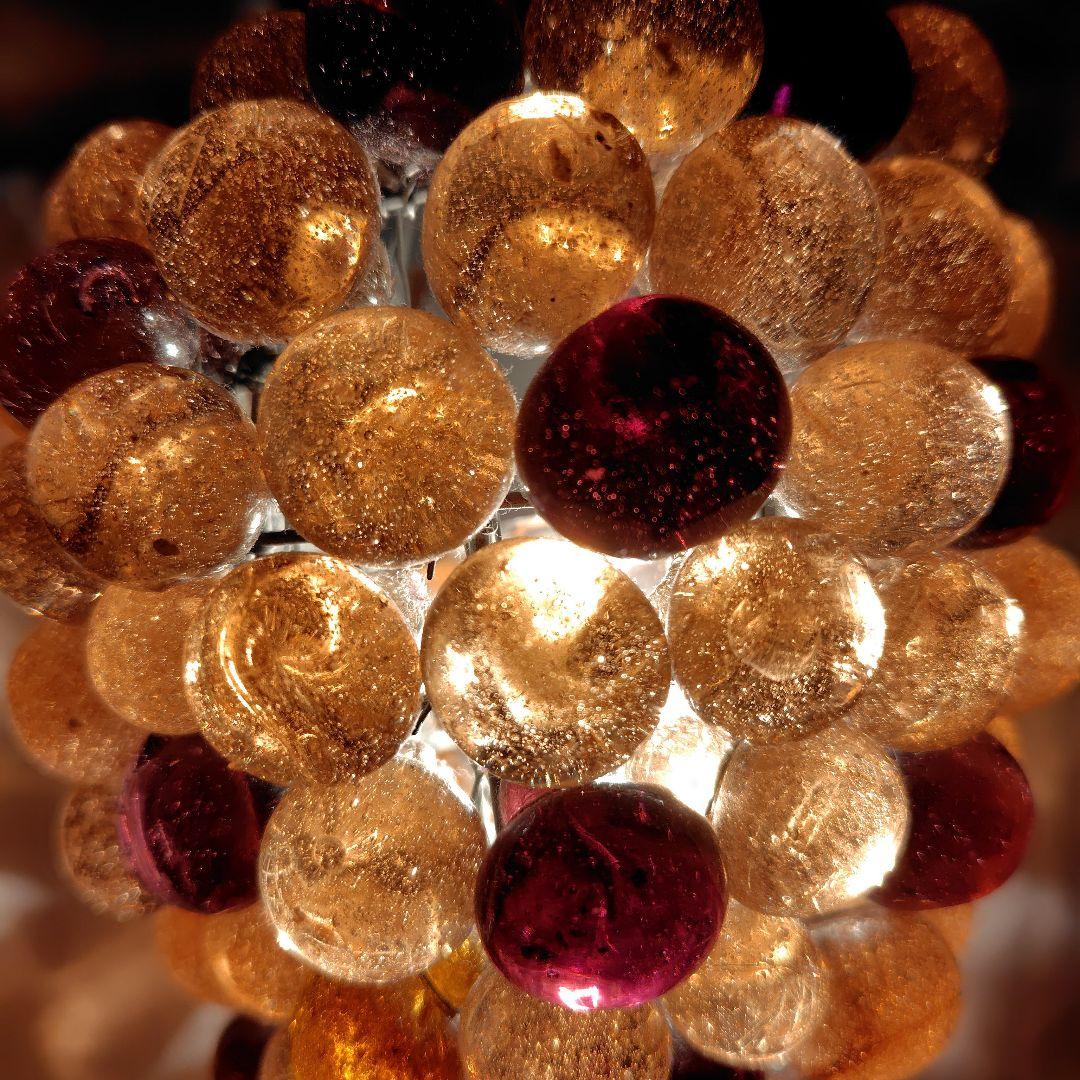 オレンジ（琥珀色）と濃い紫のガラス玉 ペンダントライト