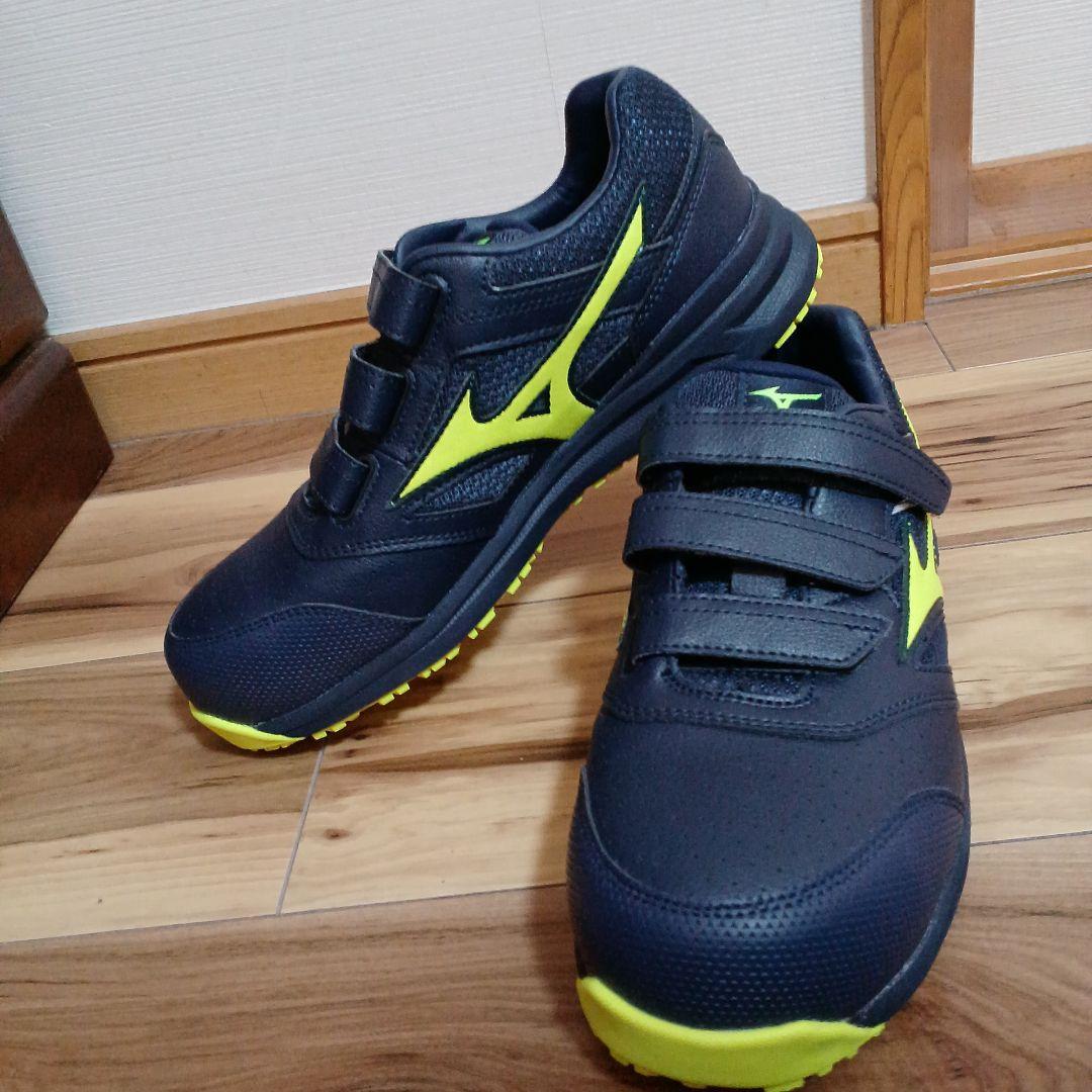 mizuno 安全靴 ワークシューズ 25.5cm ネイビー×イエロー 箱無