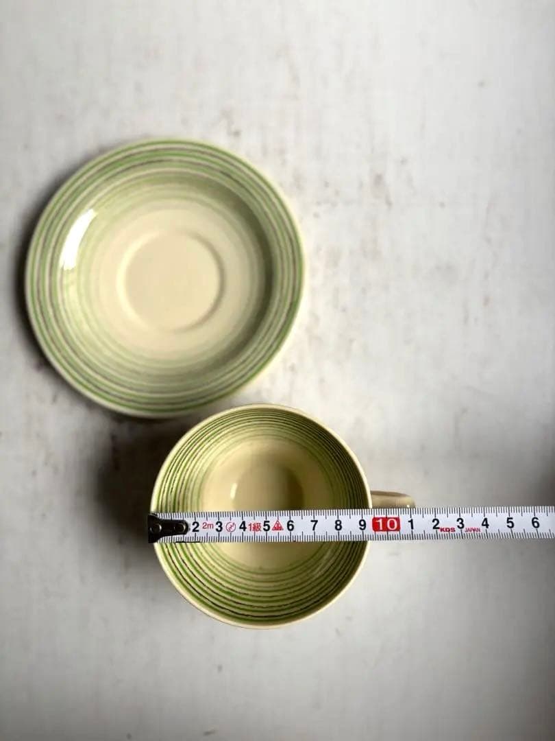 842 英国 アンティーク スージークーパー カップ&ソーサー クレヨンライン