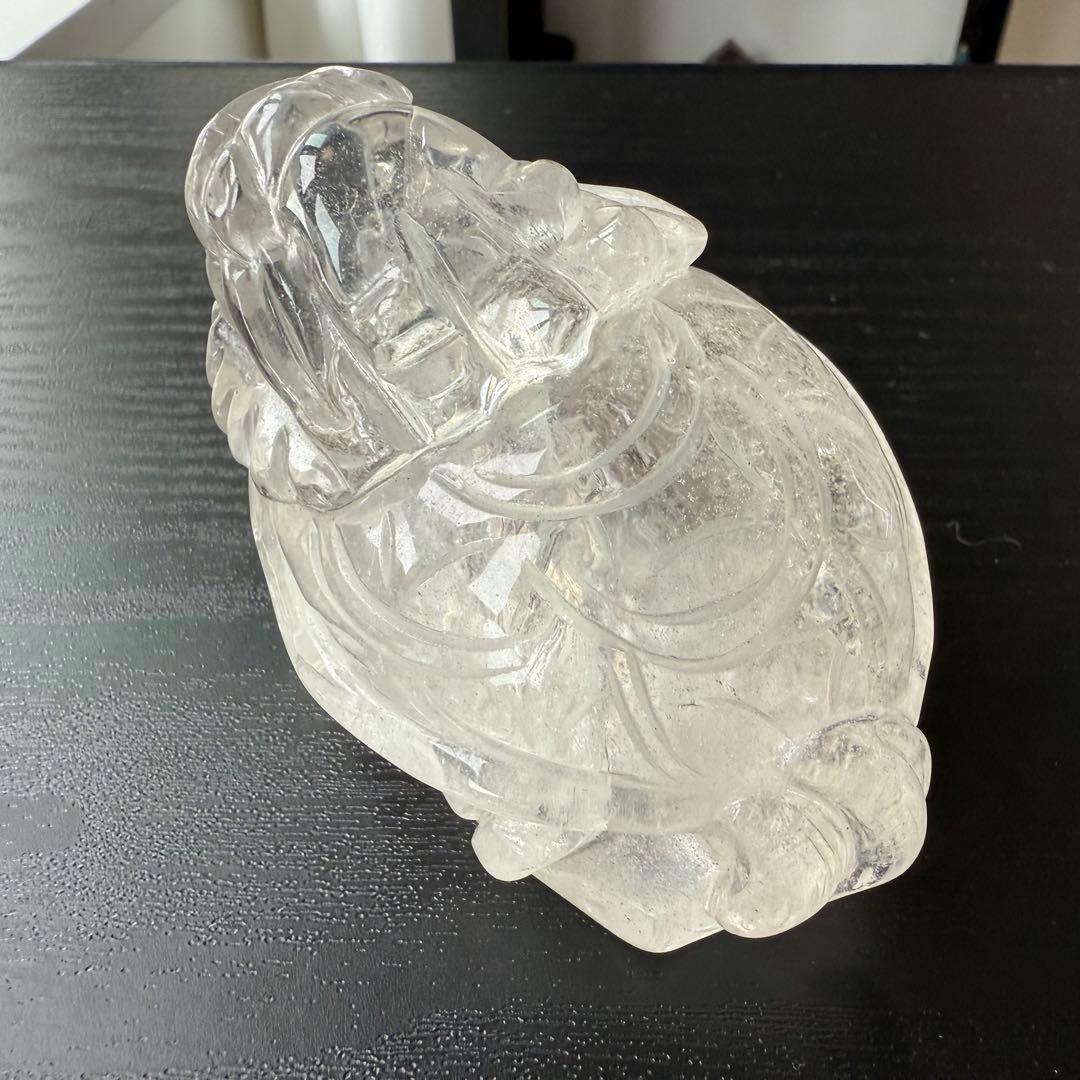 天然石水晶のロングイ　置物　虹ありNO.091703