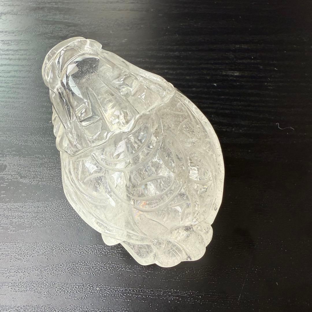 天然石水晶のロングイ　置物　虹ありNO.091703