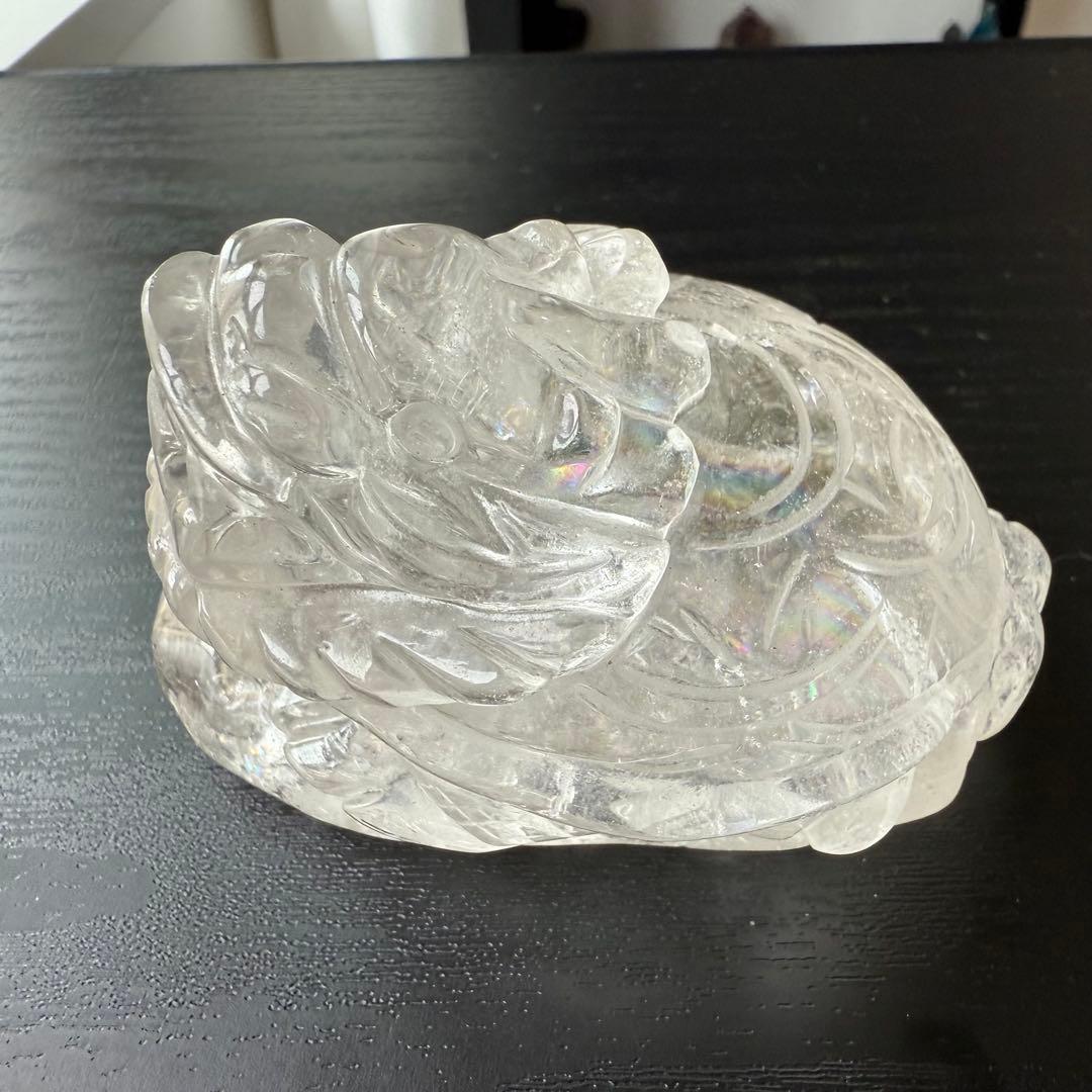 天然石水晶のロングイ　置物　虹ありNO.091703