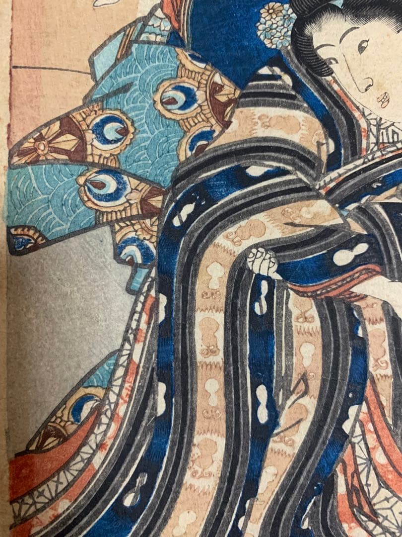 木版画 江戸時代 豐國 大判 浮世絵 美人絵 明治期 錦絵 Ukiyoe 版画