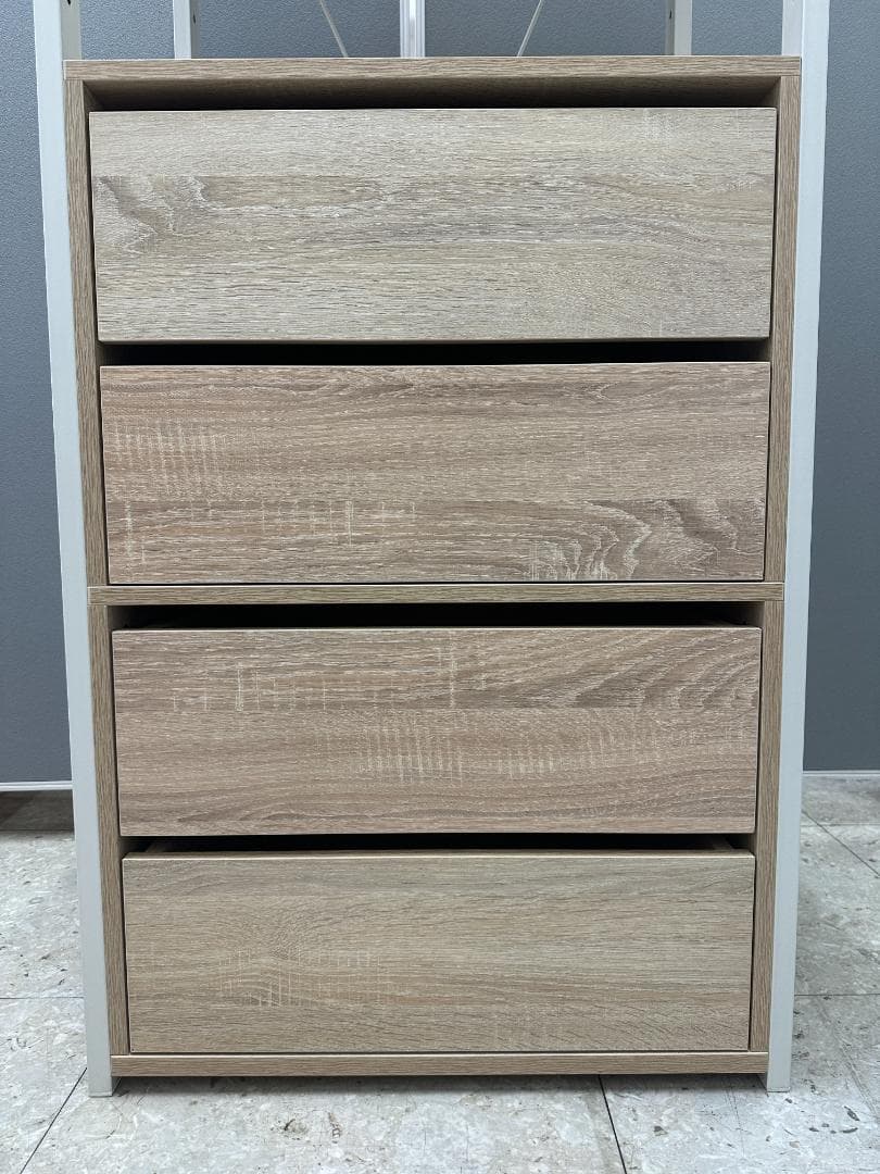 LOWYA　シェルフ　4段引き出し付き　ベージュ