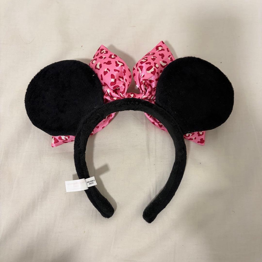 ディズニー ミニーカチューシャ ヒョウ柄 ピンク - メルカリ
