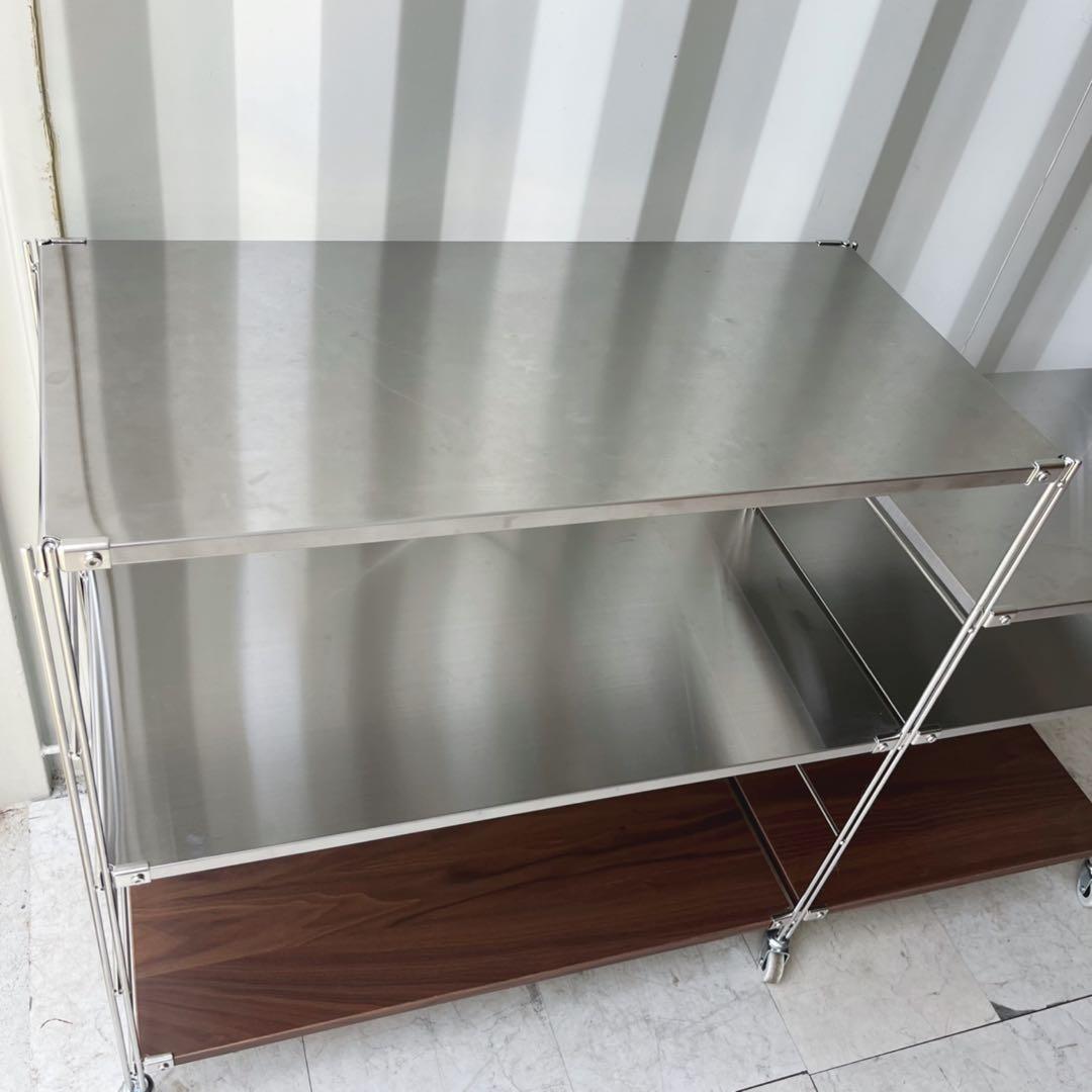 取付無料！無印良品ステンレスユニットシェルフ キャスター付きワイドラック✨