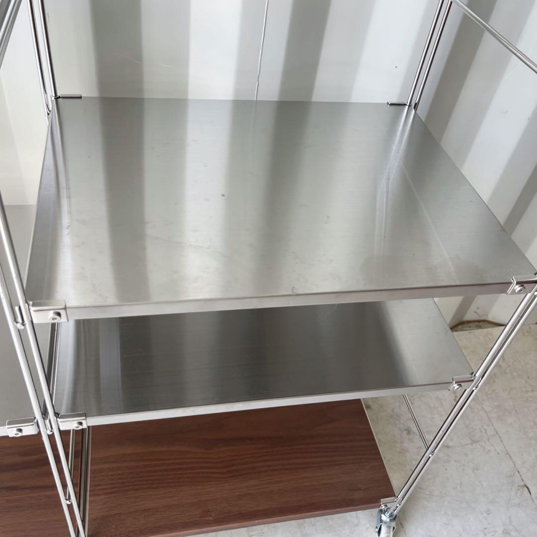 取付無料！無印良品ステンレスユニットシェルフ キャスター付きワイドラック✨