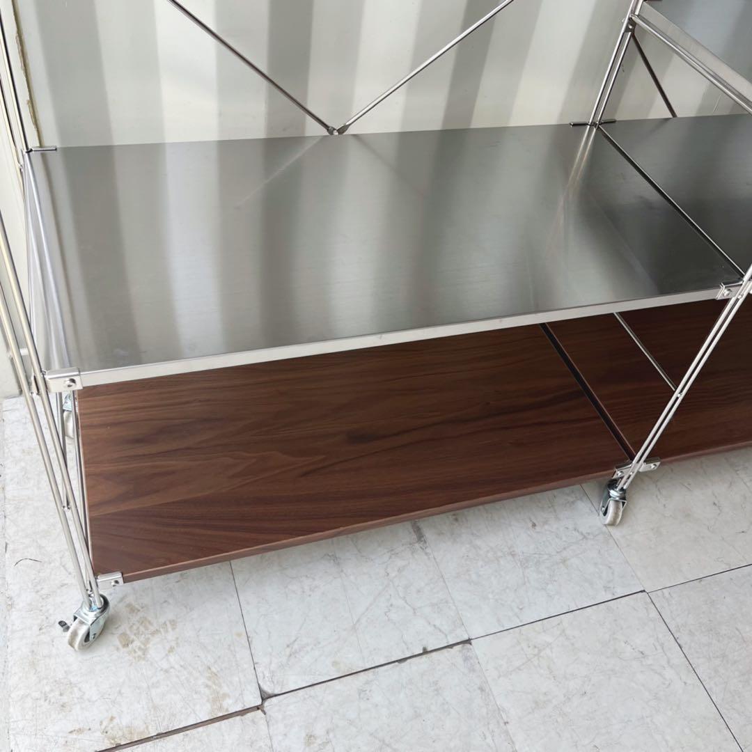 取付無料！無印良品ステンレスユニットシェルフ キャスター付きワイドラック✨