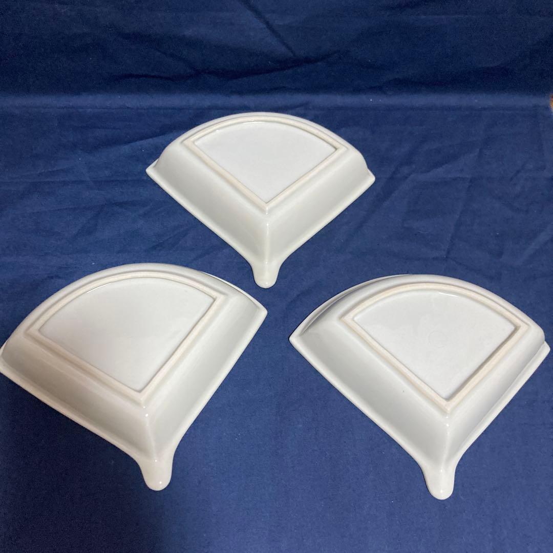 染め付け　扇　向付　３客