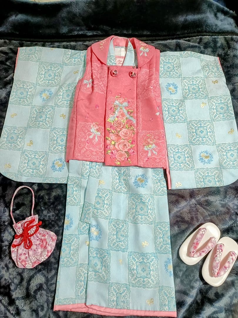 mezzo piano メゾピアノ　3歳　七五三　着物　被布セット　女の子　水色