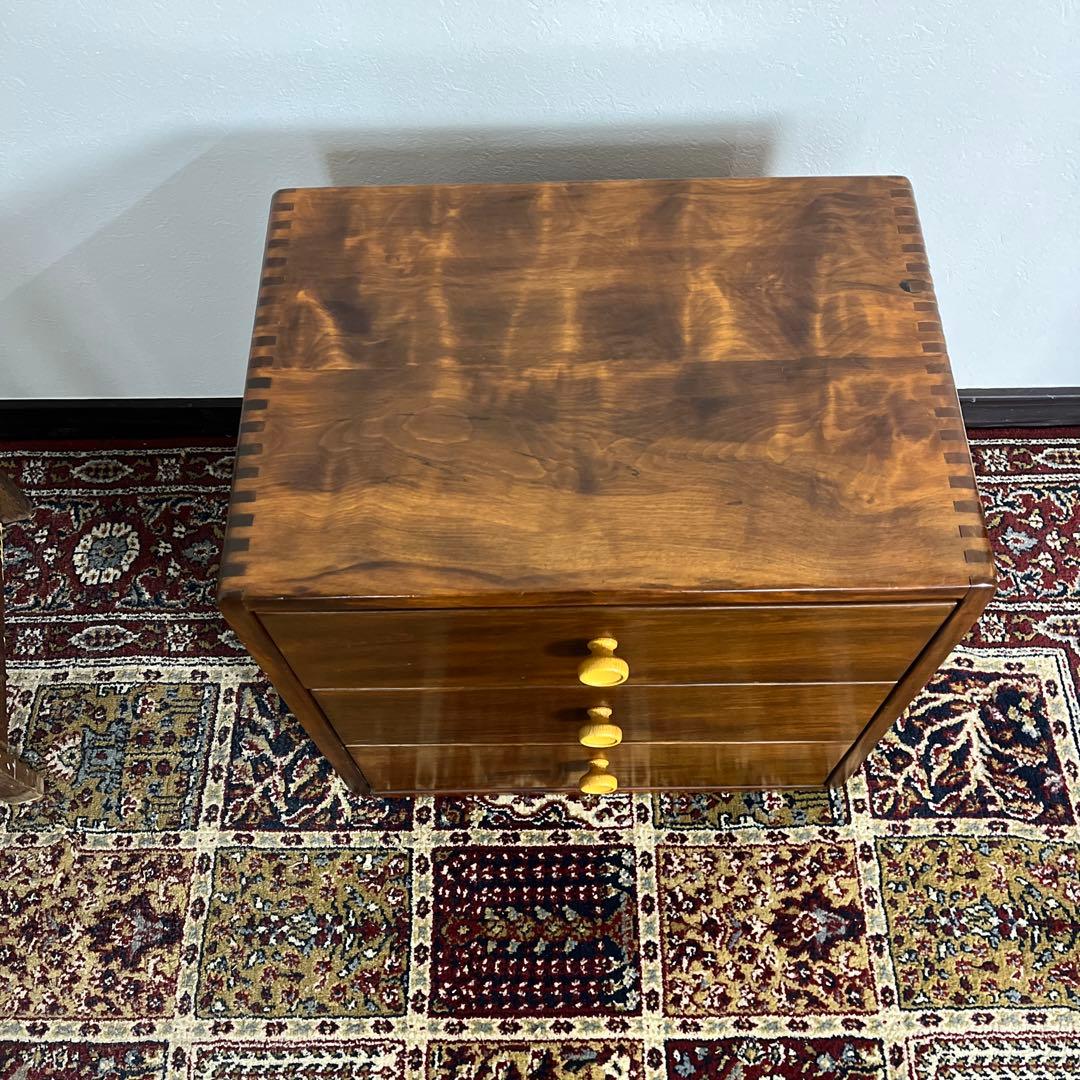 古家具 大きめのサイズ◼︎深谷木工 引き出し3杯 整理棚 収納棚 木製家具