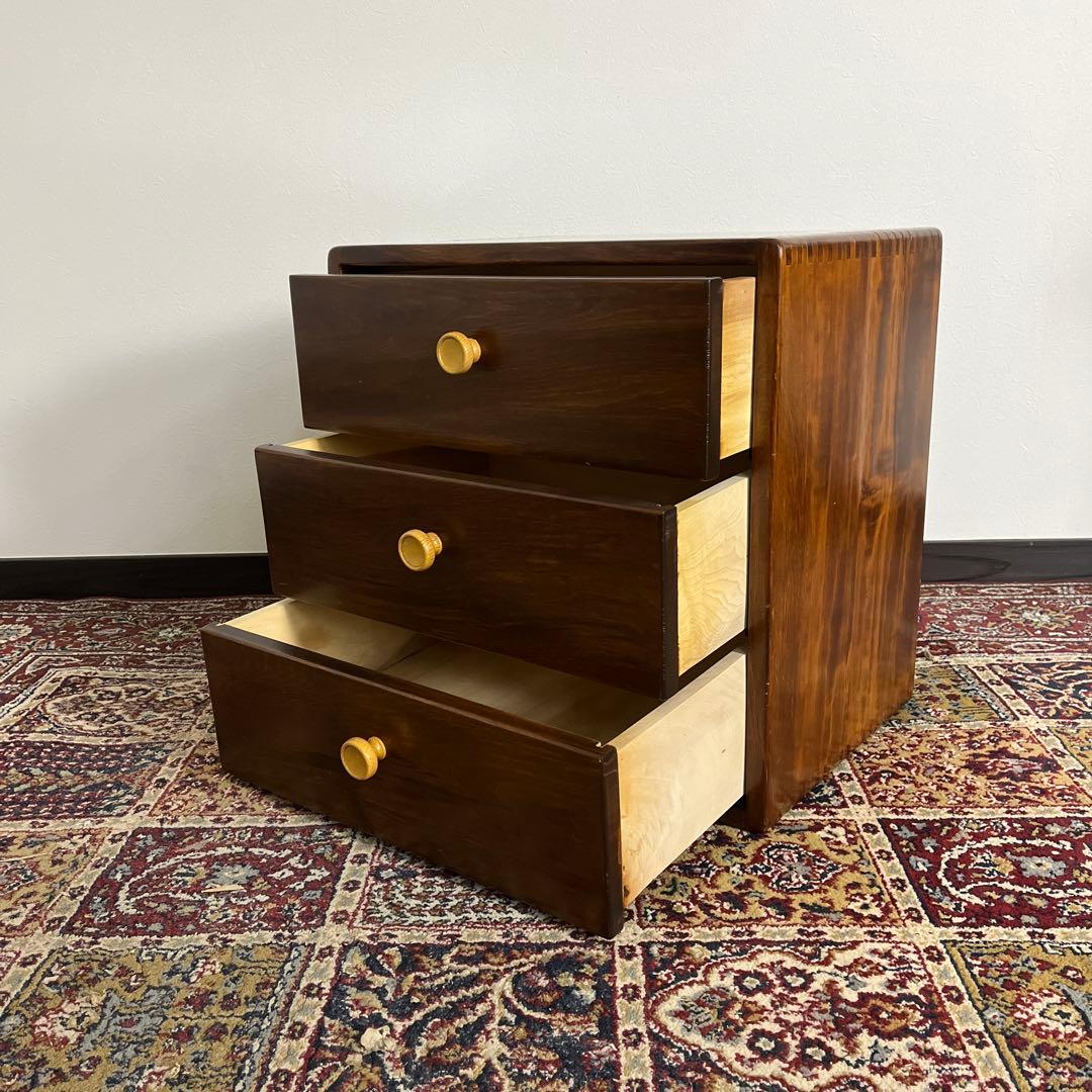古家具 大きめのサイズ◼︎深谷木工 引き出し3杯 整理棚 収納棚 木製家具