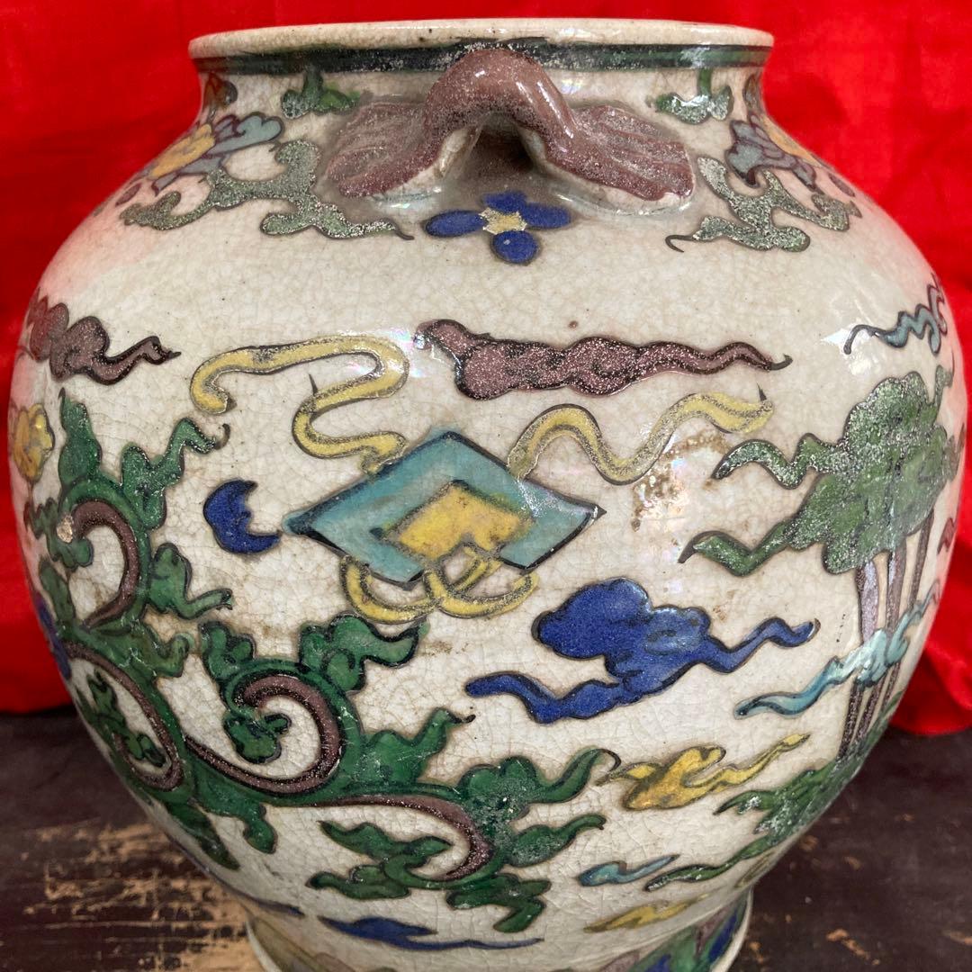 中国 色絵 三耳壺 鳳凰図 | 激安通販のイーサプライ