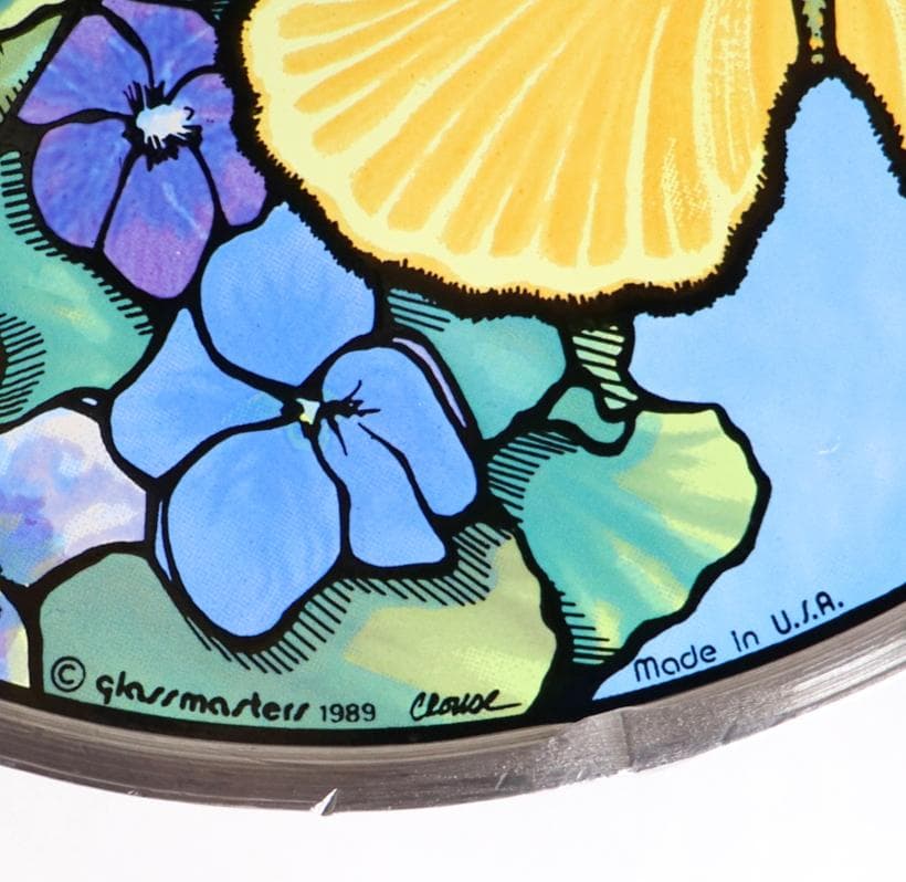 二匹の蝶々 丸型ヴィンテージ ステンドグラス グラスマスターズ