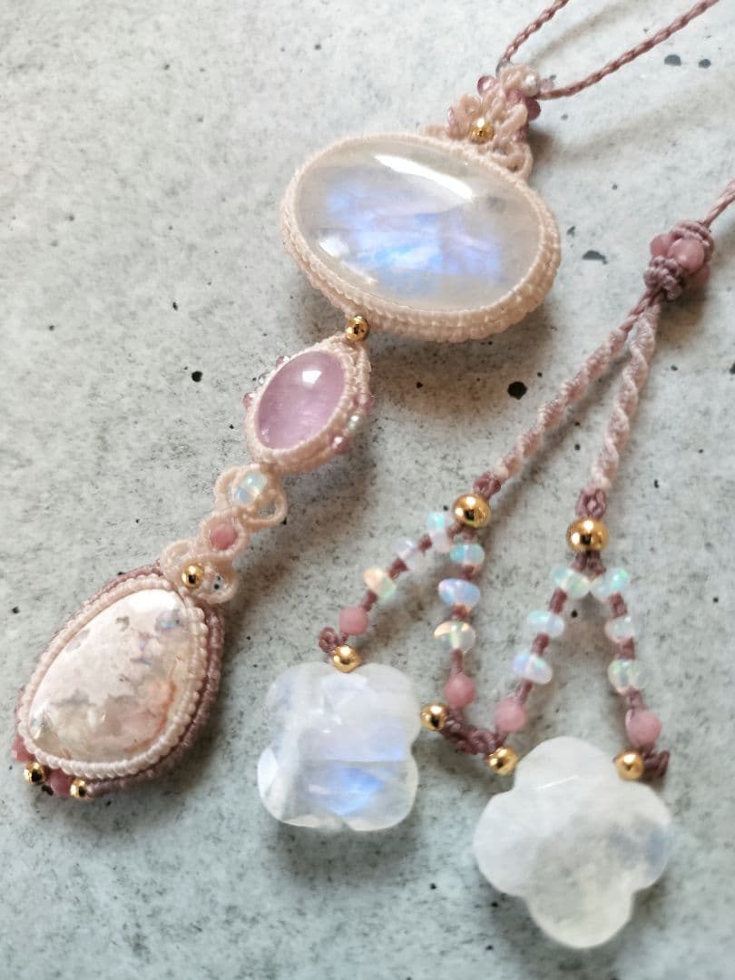 カンテラオパール マクラメネックレス ❁Luna celeste❁