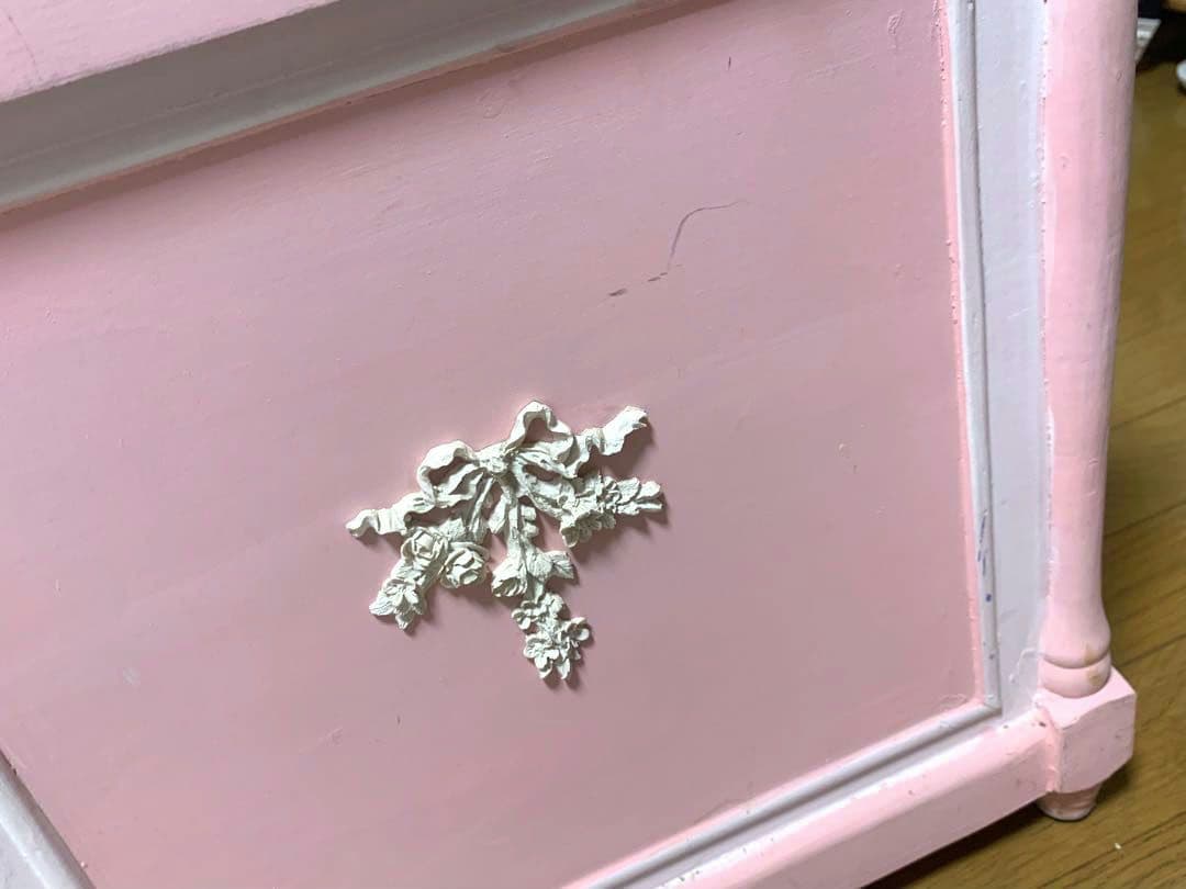 【収納BOX】椅子/ピンク/白/花柄/家具/収納スツール/ケース/ベンチ