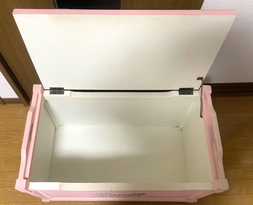 【収納BOX】椅子/ピンク/白/花柄/家具/収納スツール/ケース/ベンチ